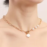Chains Punk Simple Single Layer Loop Chain Pearl Pendant Necklace Wholesale Versatile Women's Gift Jewelry