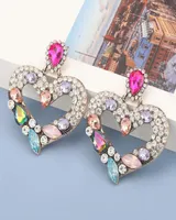 S2133 Fashion Jewelry Geometric Heart Dangle Earrings Colorful Diamond Rhintone Stud Earring2786201
