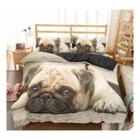 Bedding Sets Homesky 3D Cute Dog Bedding Sets Pug Bed Set Duvet Er Pillowcase King Queen Size Linen Bedclothes Lj201127 Drop Deliver Dhn1B