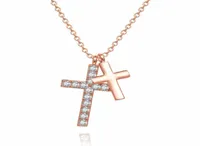 Colliers pendants jingyang cintres kettingen voor vouwen mode cristal double croix sieraden meisje charme zirkoon verstelbare k8149235