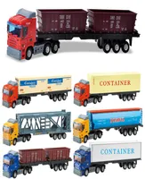 Ls diecast legering bilmodell leksak container lastbilvaror skåpbil transport fordons trailer bil vagn prydnad xmas barn födelsedag4835029