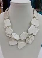 Charm Chunky White Turquoise Slice Handmade BIb Necklace Woman Handmade 180390393218543