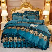 Bedding Sets Rhinestone Velvet Four-Piece Set Thick Warm Winter European Princess Style Double-Sided Quilt Cover Bedspread