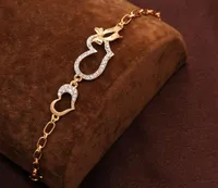 high quality Women 18k Gold Filled shine Austrian Crystal Bracelets Bangles women heart shape bracelet Gift Jewelry3646345