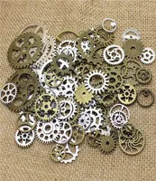 WholeWhole Mix 100 pcs Vintage steampunk Charms Gear Pendant two color Fit Bracelets necklace T04844651210