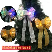 Christmas Decorations LED Bows Tree Topper Bowknot Ornaments Holiday Wedding Party B88