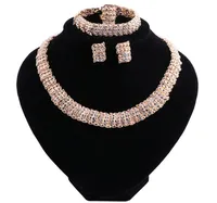 Nigerian Wedding African Beads Jewelry Set Crystal Women Necklace Earrings Sets Dubai Gold Color Bridal Jewelry Set8678616