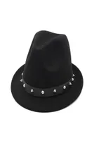 British Style Unisex Wool Felt Jazz Cap Fashion Fedora Hats with Rivet Men Women Autumn Winter Hats for Men Women Gentleman Hat5583200