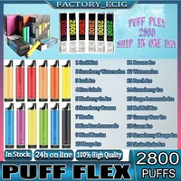 Puff Flex jetable cigarettes ￩lectroniques 2800 Puffs Vape Pen Dispositif 10ml 1500mAh Batterie 100% d'origine 20 saveurs