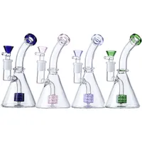 7 Inch Hookahs Mini Small Beaker Bongs Showerhead Perc Oil Rigs Matrix Birdcage Percolator Glass Bong 14mm Joint Water Pipes Green Pink Purple Blue Dab Rig With Bowl