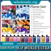 Elfworld Ultra 5000 Puffs Disponível Vape Pen Elf World Puff 5000 E Cigarro com recarregável 5% 3% 2% 0%