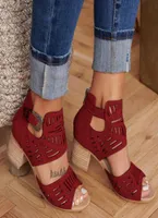 2019 Women Fashion Out Peep Toe Square Heel Wedges Sandals High Heels Shoes Zapatos Mujer9262611
