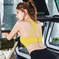 Yoga Outfit VigoBreviya Women Yellow Sports Bra Push Up Seamless High Impact Sport Top Crop Fitness Wear For Gym Brassiere Workout Vest