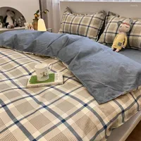 Bedding Sets Simple Gird Set Strawberry Duvet Cover Flat Sheet Pillowcases Twin Single Queen Size Bed Linen Home Textile