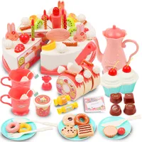 Other Toys 83 Pcs DIY Kitchen Toy Pretend Cutting Birthday Cake Toys Decorating Party Role Play Food Playset Baby Educational Gift 221202