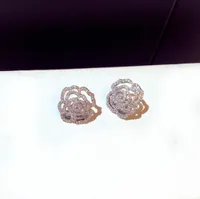 Crystal Stud Earrings Rotable Circle Flower Sterling Silver Cute Unique Jewelry for women Fashion4886124