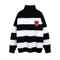 designer sweater man woman black and white stripe rainbow color womens sweater knitting Love A high collar turtleneck fashion letter long sleeve clothes Tops 20