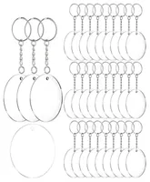 Acrylic Keychain Blanks 60 Pcs 2 Inch Diameter Round Acrylic Clear Discs Circles with Metal Split Key Chain Rings17736584