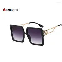 Sunglasses Samjune Classic Oversized Men Sun Glasses Square Retro Male UV400 Mirror Eyewear