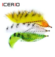 icerio 3pcs brass cone heads barred zonker streamers flies trout bass fishing fly lure baits 107138449