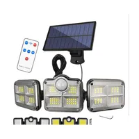 Solar Wall Lights 108 122 138 171 Leds Solar Lamps Outdoor 3 Head Motion Sensor 270° Wide Angle Illumination Waterproof Remote Contr Otojr