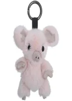 Keychains Imported Real Cute Piggy Fur Bag Pendant Plush Doll Car Key Rings Trendy Jewelry Accessori8444132