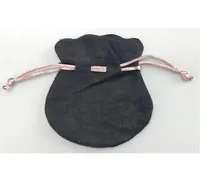 Pink Ribbon Black Velvet Bags Fit European Pandora Style Beads Charms and Armband Halsband smycken Fashion Pouches1333531