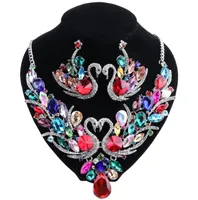 Set di gioielli zirconia cubici alla moda per donne regali 18 colori cranio orecchini e collana set1533850