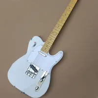 6 Strings White Relic Electric Guitar with Tone Cutoff Switch Yellow Maple Fretboard White Pickguard Customizable