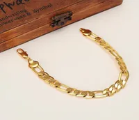 Pulseras de brazaletes de oro 21 cm Cadena Figaro Link Link Lindo de moda