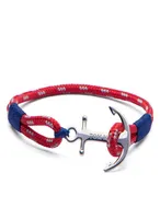 Tom Hope Armband 4 Size Arctic Blue Thread Red Rope Chains Rostfritt stål Ankare Charms Bangle With Box och Tag Th97524547