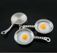 Julie Wang 5pcs Charmes Alloy Retro Silver Plated Frying Pan avec œufs Bijoux Making Pendant Charm Accessory Suspension1875551