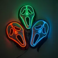 Theme Costume Light up LED Mask Ghost Face Scream Movie Horror Halloween Killer Cosplay Adult Accessories Props Scary Party 221202