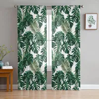 Curtain Nordic Tropical Green Plant Monstera Leaves Tulle Window Treatment Sheer Curtains For Living Room The Bedroom Decoration