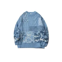 Maglioni maschile 2022 kpop carttton grafico jacquard blu vintage mashi maglione maglione allentati da maglieria casual donna pullover harajuku abiti