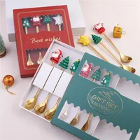 Juldekorationer år 2023 Merry Spoons Xmas Party Table Proves Ornament för Home Table Navidad 2022 Noel Gift
