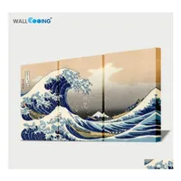 Novelty Items Japan Ukiyoe Painting 3 Image Panels Canvas The Wave Of Kanagawa Surfing Hokusai Wall Art Prints Lj201128 Drop Deliver Dhave