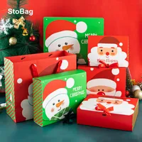 Gift Wrap StoBag 5pcs 10pcs Santa Claus Christmas Box Year Party Candy Chocolate Cookie Packaging Bag Green Red Kids DIY Favors 221202