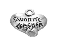 Enseignant préféré en ligne vintage en ligne estampillé sur les charmes de forme de cœur avec une pomme élevée pour le professeur039 Jour AAC1479177925