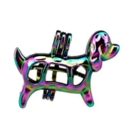 10pcslot Rainbow Color Dog Puppy Beads Cage Locket Pendant Diffuser Aromatherapy Perfume Essential Oils Diffuser Floating Pom5561577