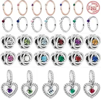 925 Silver Fit Pandora Charm 925 Bracelet 12 Constellation Month Color Eternity Circle charms set Pendant DIY Fine Beads Jewelry3707693