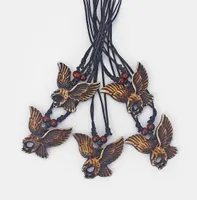 Sl￤pp 12st Faux Brown Yak Bone Carved Eagle Charms Pendant Necklace Animal Harts Jewellery6511346