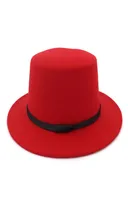 Fashion Wide Brim Elegant Lady Wool Pork Pie Boater Flat Top Hat for Women039s Men039s Felt Fedora Gambler Hat Cloche Bowler7850946
