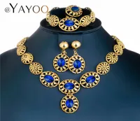 Dubai Bridal Jewelry Sets Imitation Crystal Gold Color Wedding Jewelry Sets Necklaces and Earrings Womens Jewellery7282308
