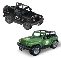 Siyah Yeşil Jeep Model Kiti Wrangler CRV City Rekreasyon Aracı Yoldan Askeri Kamyon Yapı Blonları Tuğla Oyuncak Boy8080634