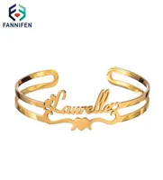 Bangle DIY Custom Stainless Steel Name Bracelet Personalized Gold Plated Letters Jewelry For Women039s9295223