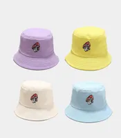 Ldslyjr Cotton Three Mushroom Embroidery Bucket Hat Fashion Joker Outdoor Travel Sun Cap for Men and Women 1279506515