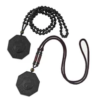 Drop Natural High Quality Black Obsidian Yin Yang BAGUA Tai Chi Pendant Necklace Chinese Luck Women Men Jewelry3988296