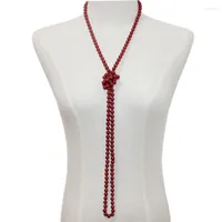 Łańcuchy moda symulowane okrągłe koraliki długie łańcuch Naszyjnik dla kobiet.
