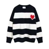 designer sweater man woman three black and white stripe rainbow colors womens sweaters knit Love A womens low collar fashion letter long sleeve clothes Tops 20ss